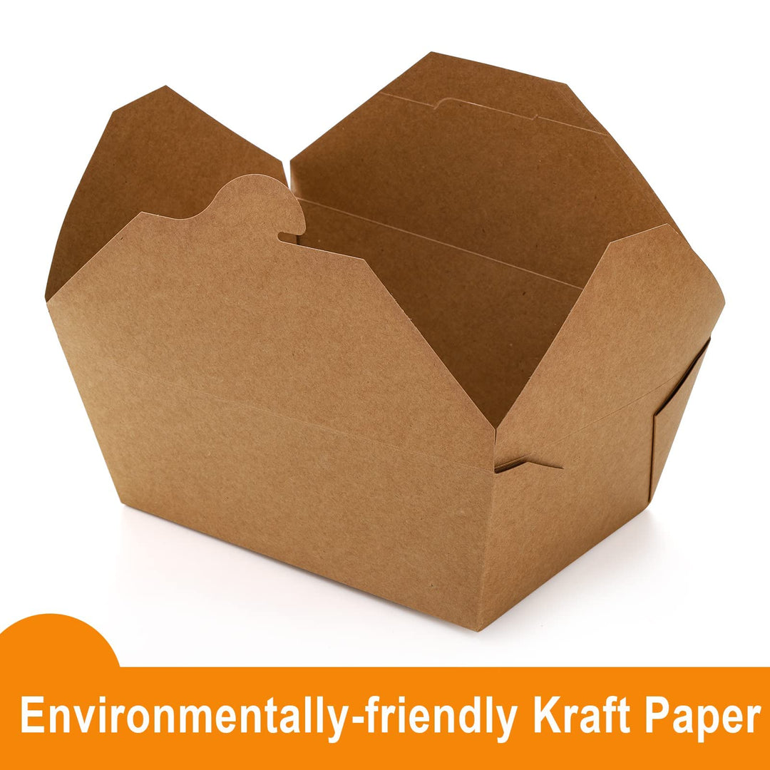 35 Pack Paper Food Container, 110 Oz Kraft Lunch Box, Brown Storage Paperboard Fast Food Holder, Microwaveble