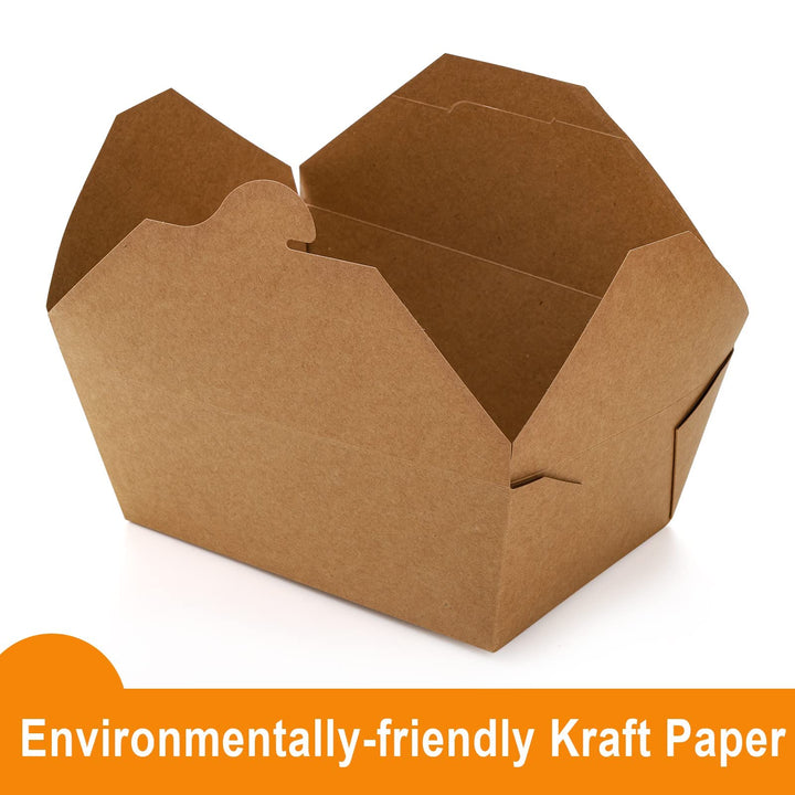 35 Pack Paper Food Container, 110 Oz Kraft Lunch Box, Brown Storage Paperboard Fast Food Holder, Microwaveble