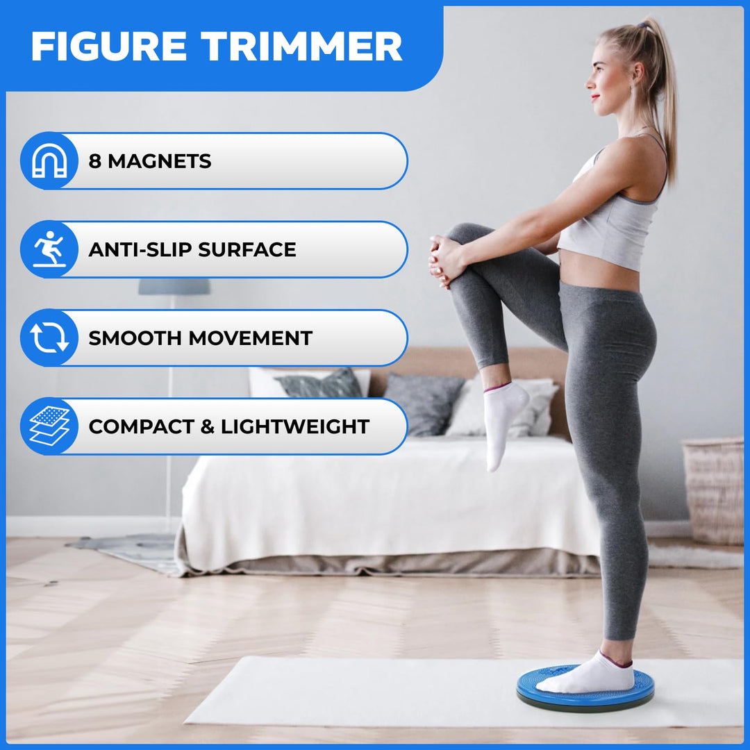 Core Abs Twister Board - 12-inch Waist Sculptor Twister Board for Core &amp; Ab Exercise - Waist Twisting Disc, Dizzy Disc Twist Board for Slimming Workout with 8 Magnets Reflexology, Blue