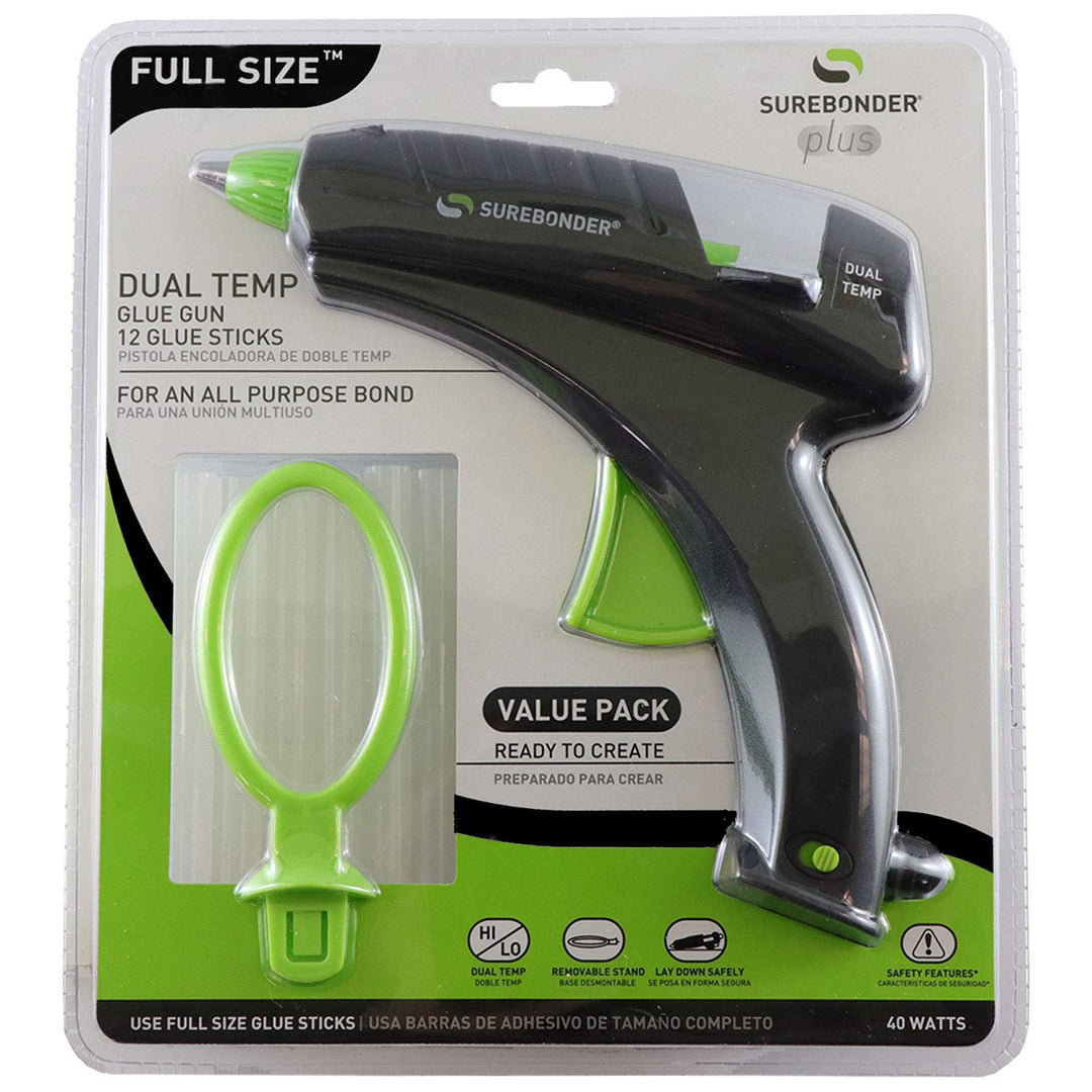 DT-270FKIT Full Size Dual Temperature Glue Gun with 12-4-Inch Standard All Purpose Glue Sticks,Black,green