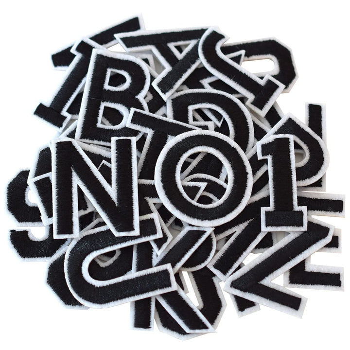GYGYL 72 Pieces Iron on Letters and Numbers Patches, Black Alphabet Embroidered Patch A-Z, Numbers 0-9 Applique for Clothes, Dress, Hat, Socks, Jeans, DIY Accessories