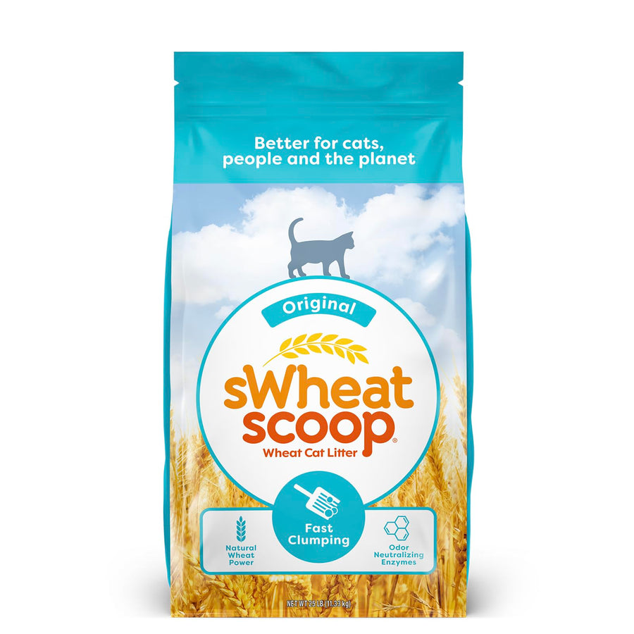 Natural Wheat Cat Litter, Original, Fast Clumping with Odor Neutralizing Enzymes, 25 Pound Bag