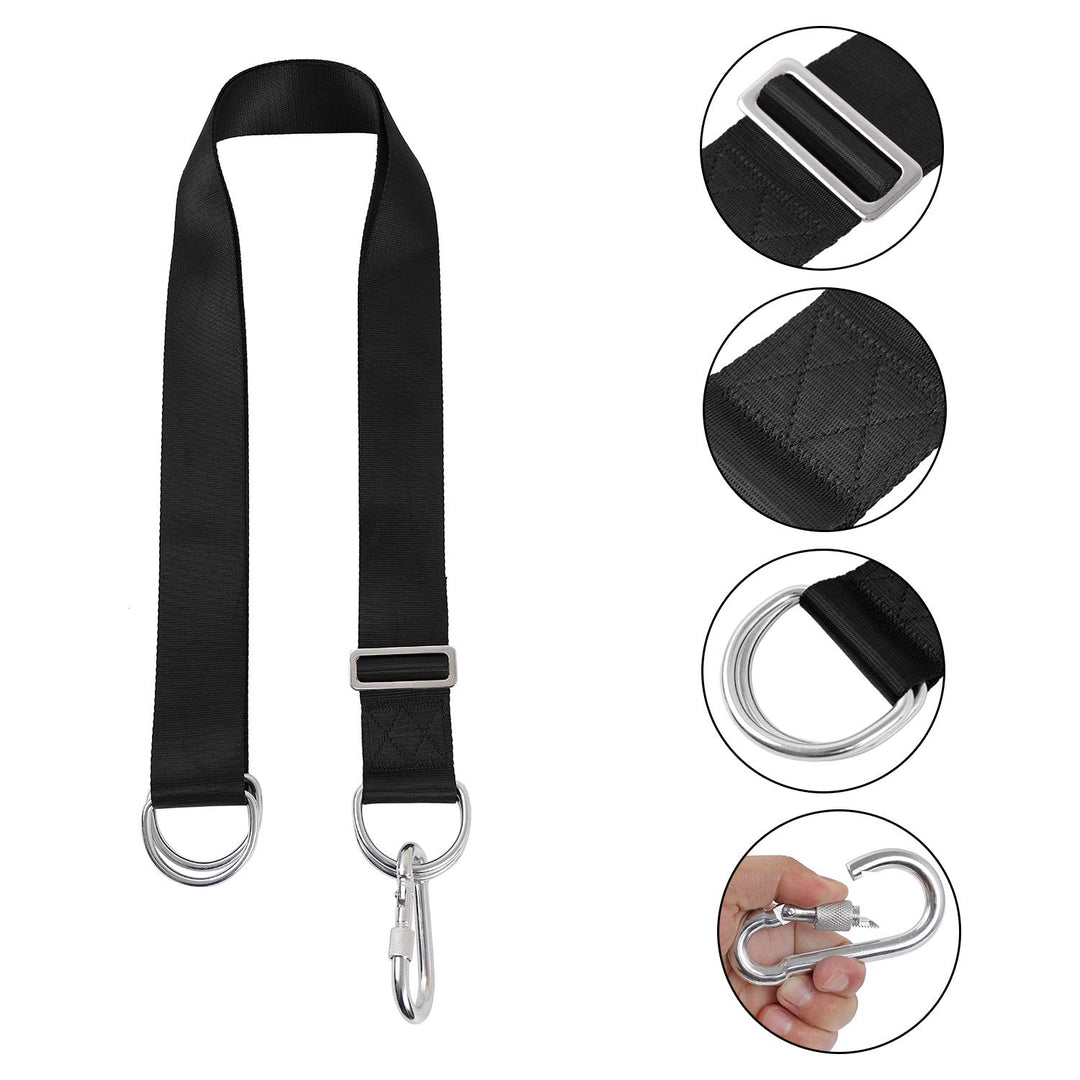 Camping Hammock (6FT) x 2 Tree Swing Straps Hanging kit 4 D-Ring,Extra Long Strap with 2 Heavy Duty Safety Lock Carabiner Hooks for Kids-2 Pack(Black)