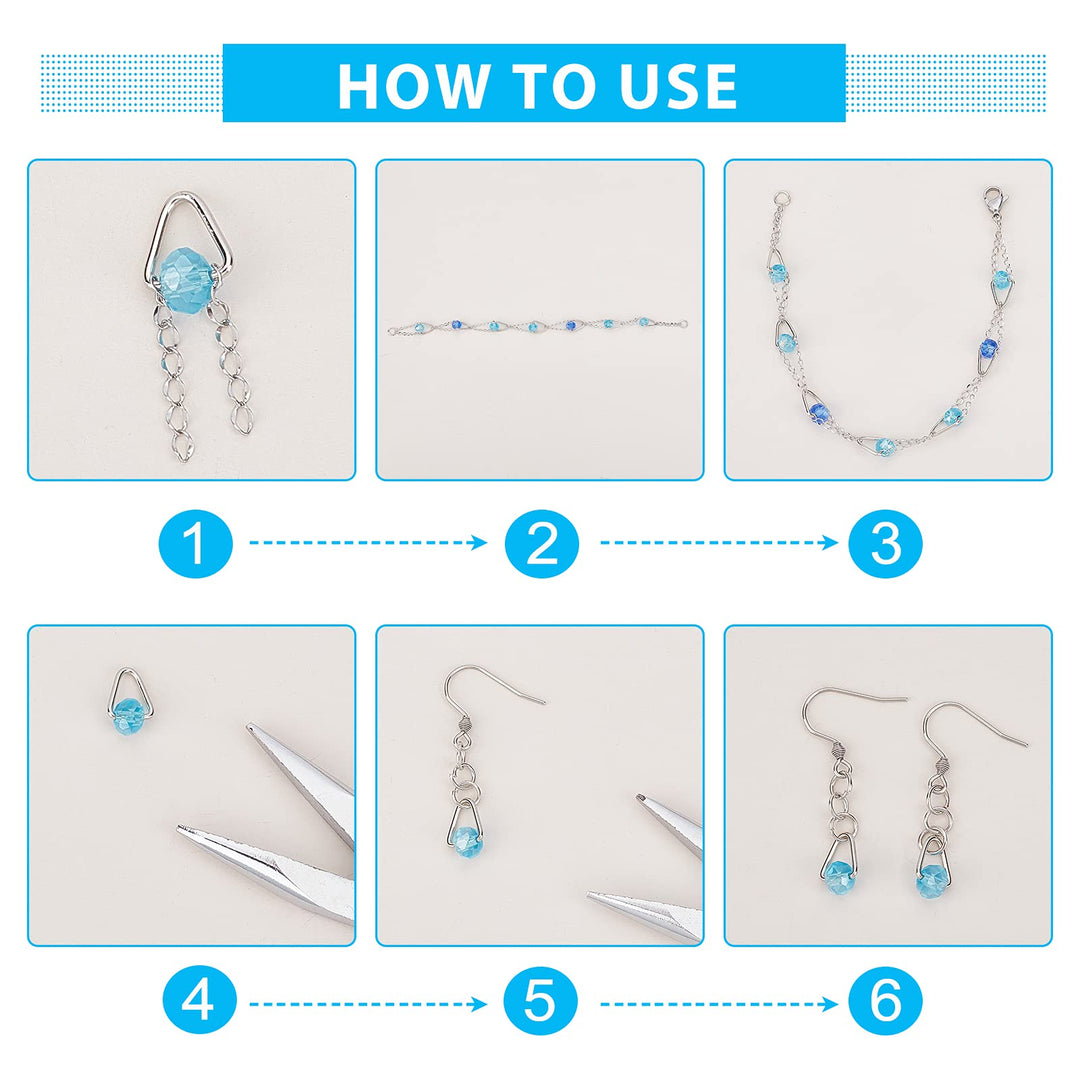 500 Pieces Triangle Open Jump Rings, Pinch Clip Bail Hang Drops Pendant Open Triangle Buckle Charm Bead Pendant Connector Findings for Decoration Jewelry DIY Accessories