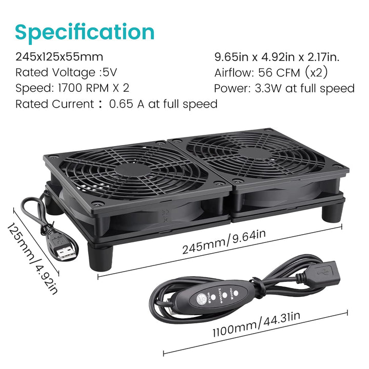 High Airflow Router Cooling Fan for Computer Cooler TV Small Box DC 5V USB Power 120mm 240mm Fan with Multi Speed Controller