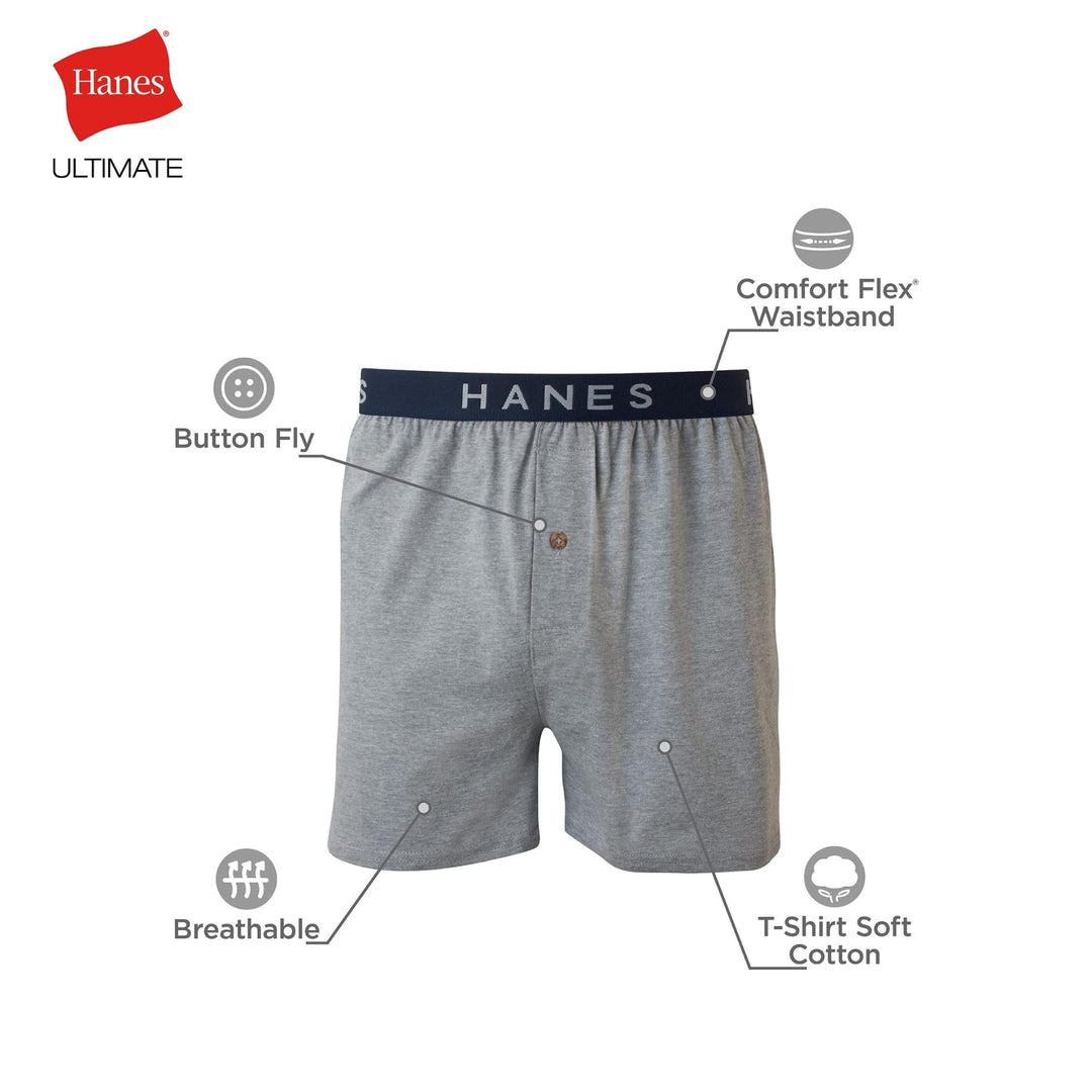 Men&#39;s Ultimate Dyed Exposed Knit Boxer with Exposed Comfort Flex Waistband, Assorted - 5 Pack, Medium