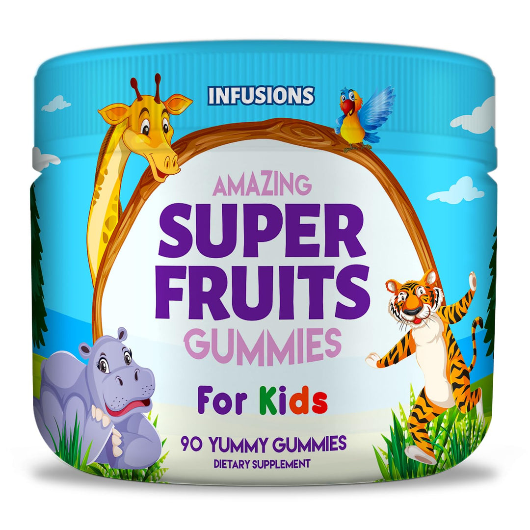 Infusions Super Fruit and Super Green Gummies for Kids 180 Count Superfood Blend Soft and Delicious Gluten Free Non-GMO