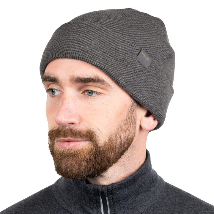 Beanie for Men and Women - Merino Wool Blend Ribbed Knit Winter Hat Gray Heather