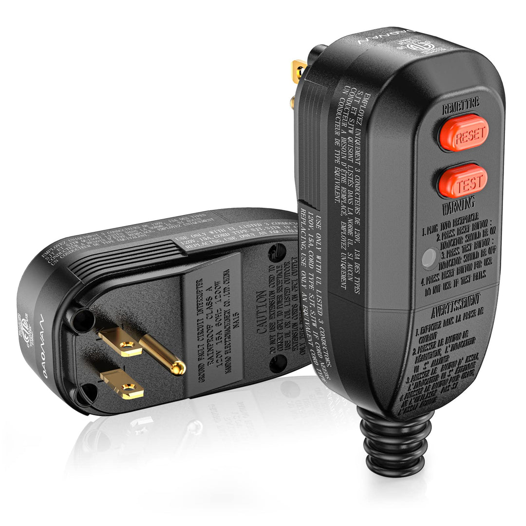 GFCI Replacement Plug Assembly Auto Reset 10 Amp 3 Prongs, 5 Years Warranty, Waterproof, Ground Fault Circuit Interrupter Safety Plug for Pressure Washer, Hot Tub, Air Conditioner, Hair Dryer