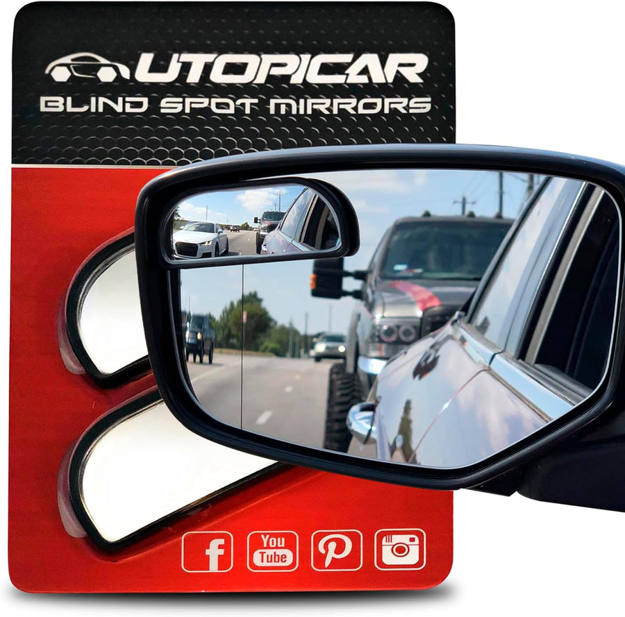 Blind Spot Convex Car Rear View Mirror: Rearview/Side Stick On Mirror Automotive Accessories | Narrow Blindspot Mirrors For Car By (2 pack)