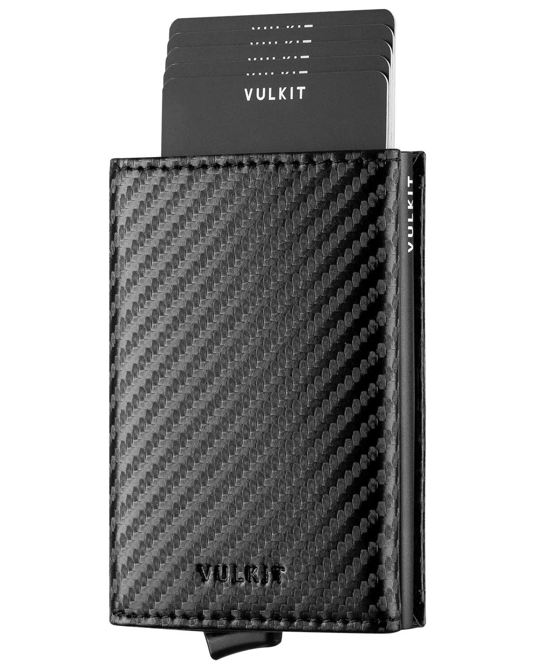 Pop up Wallet RFID Blocking Leather Credit Card Wallet with Banknote Compartment, ID Window &amp; Coin Pocket (Carbon Black)