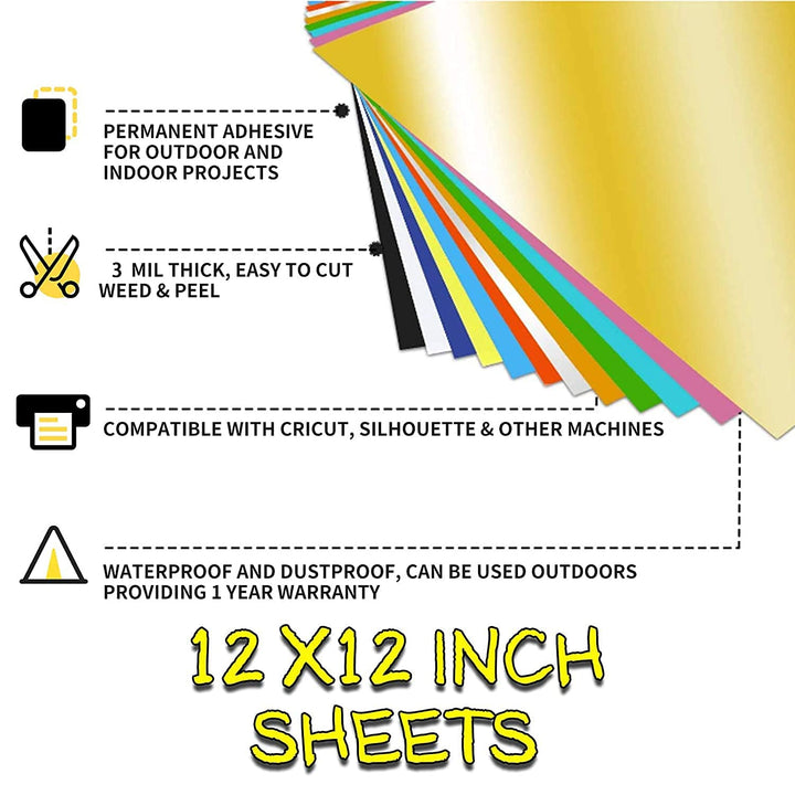 Huaxing Permanent Self Adhesive Vinyl Sheets (Pack of 7