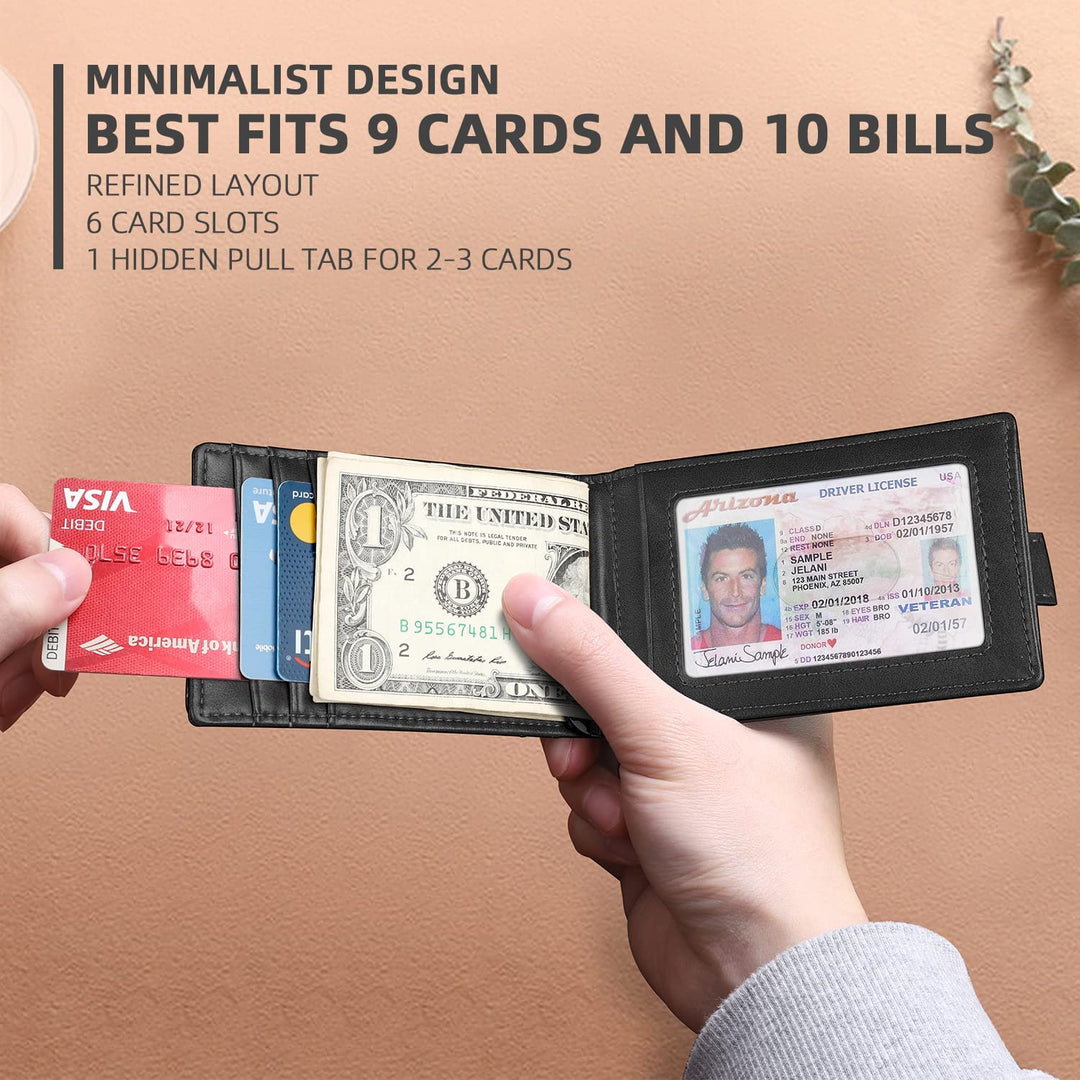 Zitahli Wallet for Men-6 Slots ID Window-Mens Wallets-S