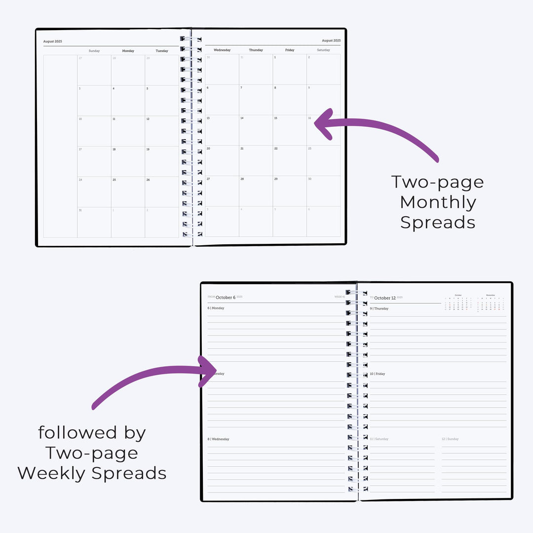 Planner 2024-2025 Academic Year - Weekly &amp; Monthly Planner, Jul 2024 - Dec 2025, Flexible Cover, Notes Pages, Twin-Wire Binding Weekly Planner (8 x 6-Inches)