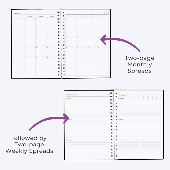 Planner 2024-2025 Academic Year - Weekly &amp; Monthly Planner, Jul 2024 - Dec 2025, Flexible Cover, Notes Pages, Twin-Wire Binding Weekly Planner (8 x 6-Inches)
