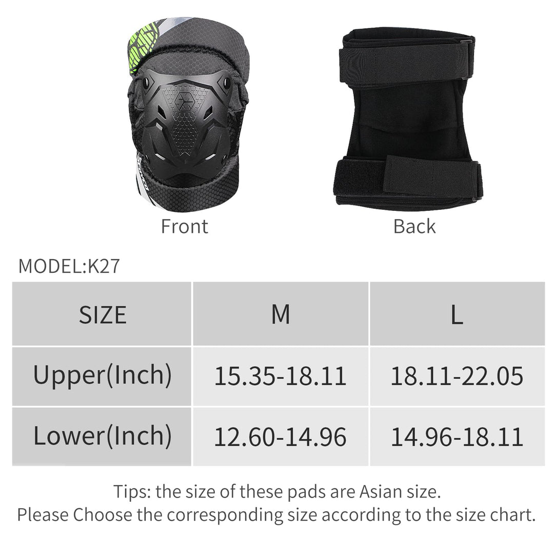 Motorcycle Knee Pads Men Knee and Shin Guard Knee Cap Pads Protector Dirt Bike Body Armor Green for Motocross Racing Mountain Biking