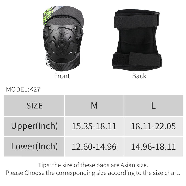 Motorcycle Knee Pads Men Knee and Shin Guard Knee Cap Pads Protector Dirt Bike Body Armor Green for Motocross Racing Mountain Biking