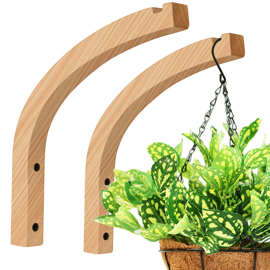 Plant Hanger, Wall Planters for Indoor Plants, Wooden Wall Mounted Hanging Plant Hooks, Basket Hooks for Lanterns, Flower Bracket, Wind Chimes, Decoration (2-Pack,8-Inch)