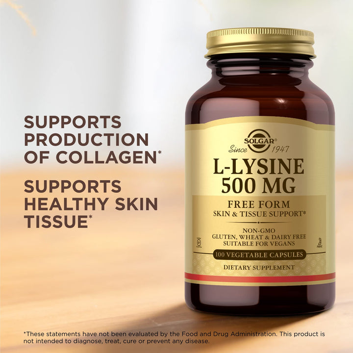 SOLGAR L-Lysine 500 mg - 100 Vegetable Capsules - Skin 