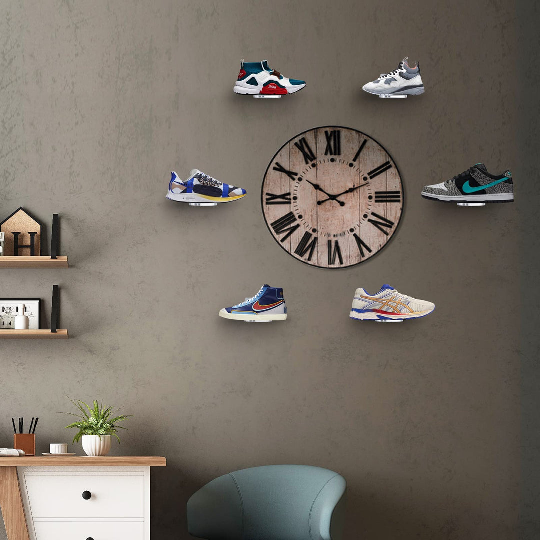 Acrylic Floating Clear Sneaker Shelves Wall Mount Set of 6 for Shoe Display,Floating Shoe Display Shelves for Bedroom, Gaming Room, Living Room,entrance hall