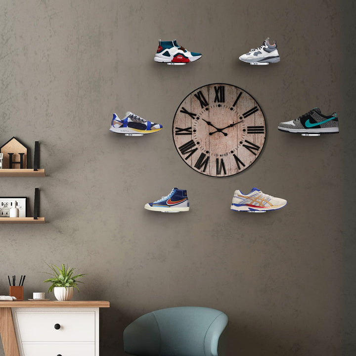 Acrylic Floating Clear Sneaker Shelves Wall Mount Set of 6 for Shoe Display,Floating Shoe Display Shelves for Bedroom, Gaming Room, Living Room,entrance hall