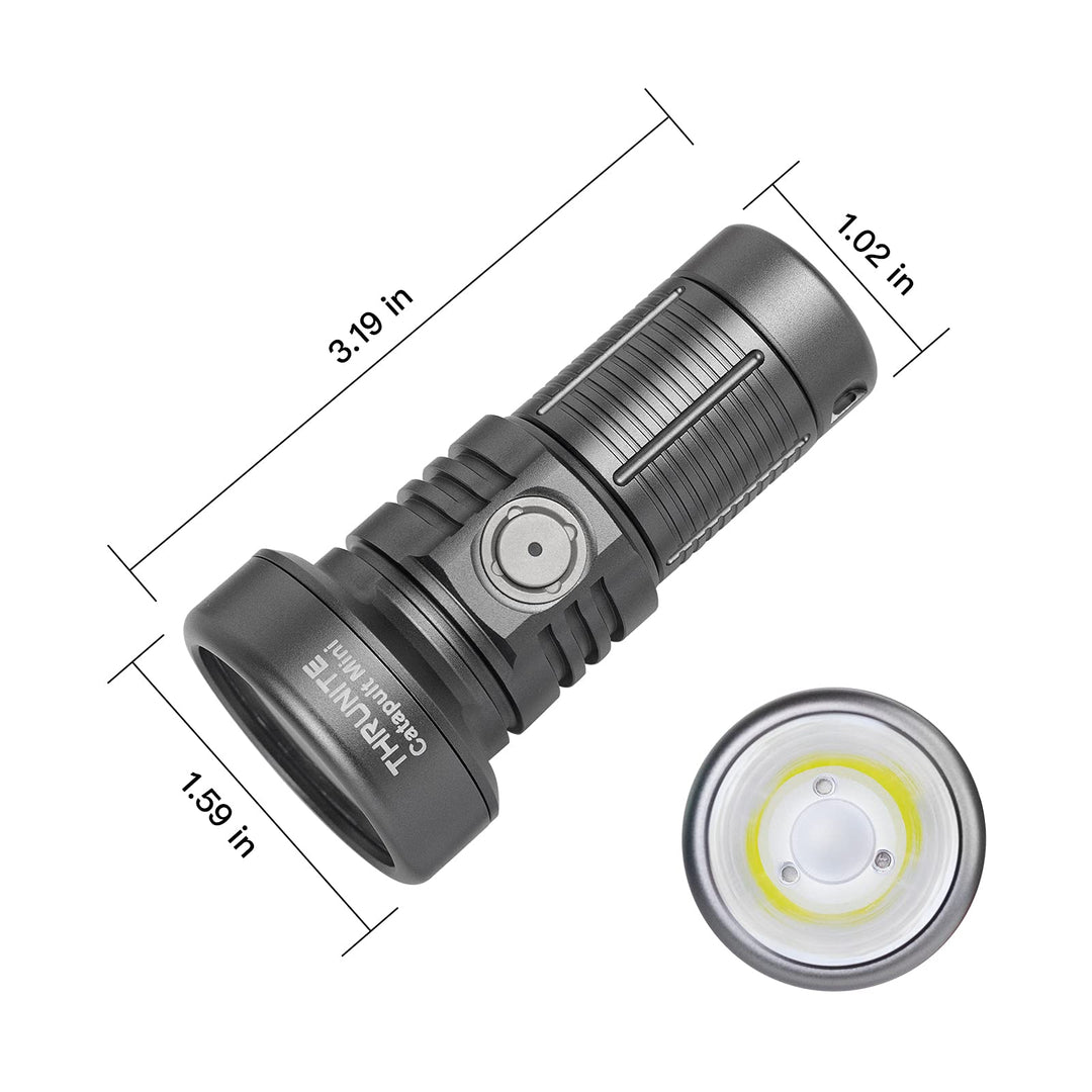 LED Flashlight Rechargeable, Catapult Mini 598 Meters Long Throw, High 680 Lumens Searchlight for Law Enforcement, Search and Rescue, Emergency Signaling, and Land Management - Metal Grey CW