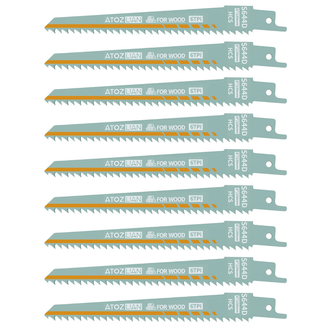 6-Inch 6TPI HCS Wood Pruning Reciprocating Saw Blade (9-Pack) / Wood Cutting Reciprocating Saw Blades /