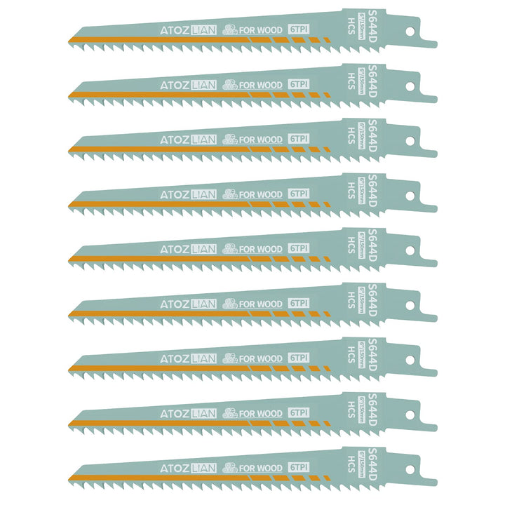 6-Inch 6TPI HCS Wood Pruning Reciprocating Saw Blade (9-Pack) / Wood Cutting Reciprocating Saw Blades /