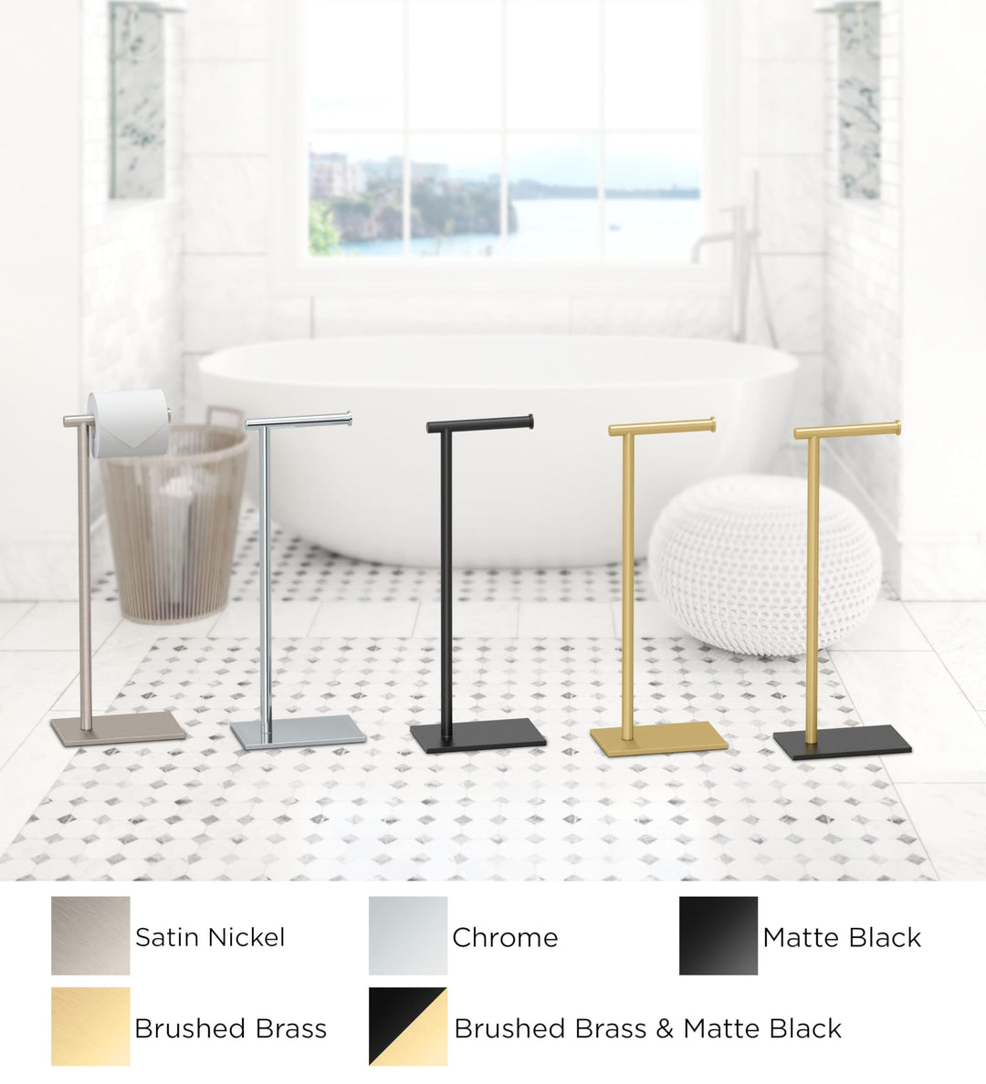 Gatco 1431MX Modern Square Base Toilet Paper Holder Sta