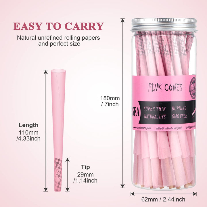 TISFA Pink Pre rolled Cones 60 Pack Rolling Papers King