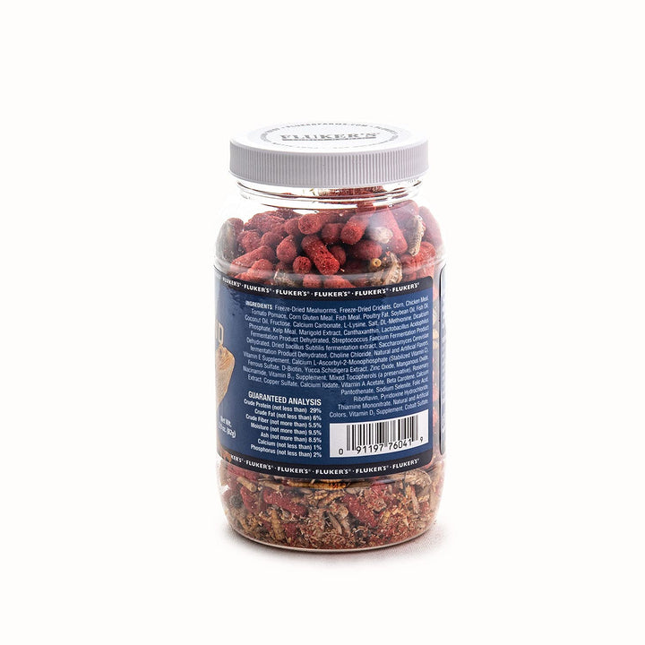 Fluker's Buffet Blend Adult Bearded Dragon Diet, Mealworms, Crickets and Pellets, 2.9 oz