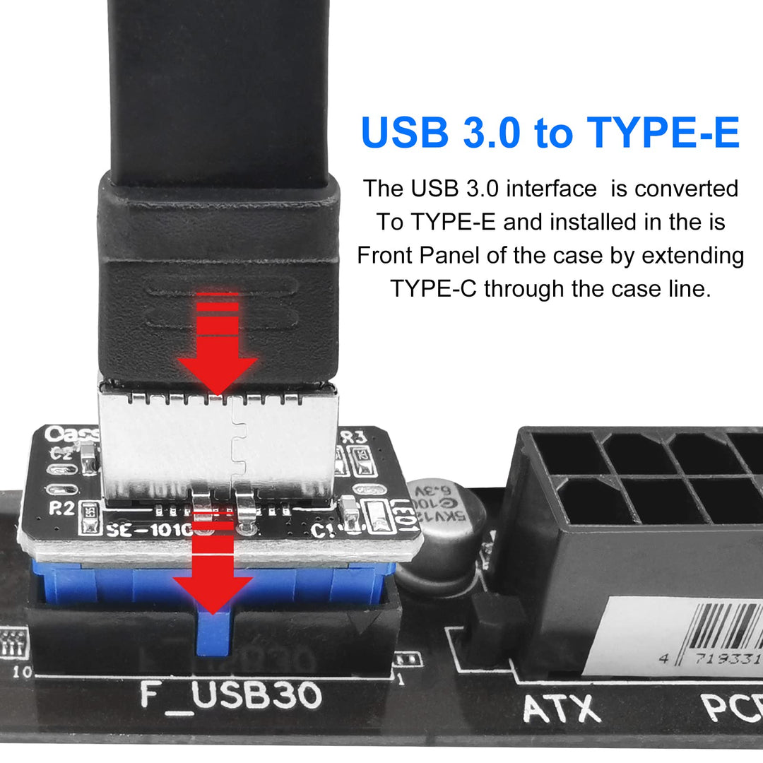 Mainboard USB 3.0 19PIN(3.1 Gen 2) to Type-C 3.1 Front Panel Adapter,Type-E Header to USB 3.0 19-Pin Expansion Card for USB Type C Motherboard Cable
