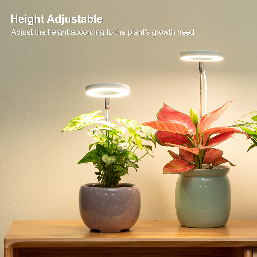 Grow Light, Full Spectrum LED Plant Light for Indoor Plants, Height Adjustable Growing Lamp with Auto On/Off Timer 4/8/12H, 4 Dimmable Brightness, Ideal for Small Plants