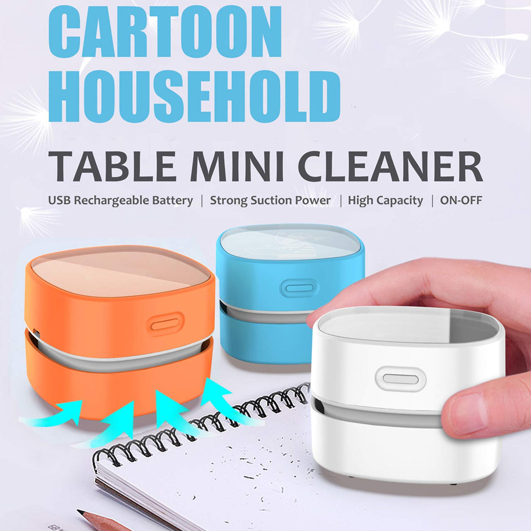 Desktop Vacuum Cleaner,Mini Table dust Sweeper Energy Saving with auto Power-Off Function,High Endurance up to 400 mins,Cordless&amp;360º Rotatable Design for Keyboard/Office(Orange Charging)