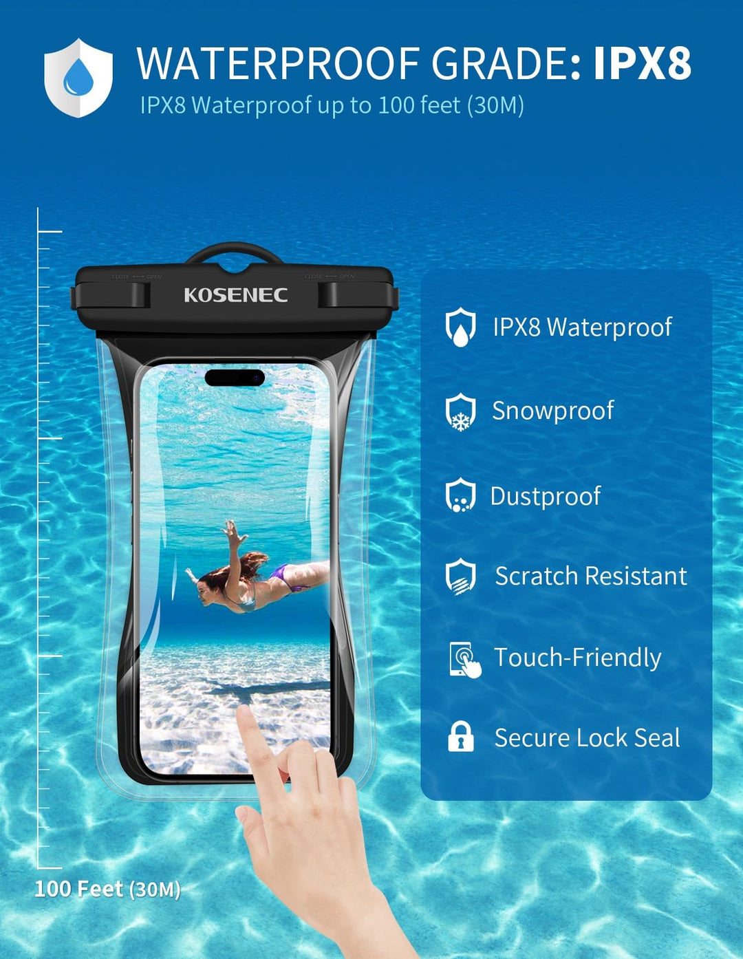 Universal Waterproof Phone Case, Floating IPX8 Waterproof Cellphone Pouch Underwater Dry Bag for iPhone15/14/13/12/SE/XS/XR/8 Galaxy, for Beach/Diving/Surfing/Skiing 6.9 | 2Pack