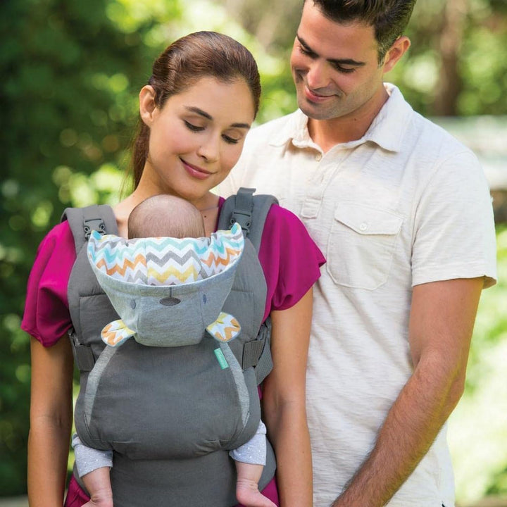 Infantino Cuddle Up Ergonomic Hoodie Baby Carrier Bundle Pack - Detachable Fox & Unicorn Hoodies, Storage Pocket, Lumbar Support, Facing-in or Backpack Positions for Newborns and Toddlers, 12-40 lbs.