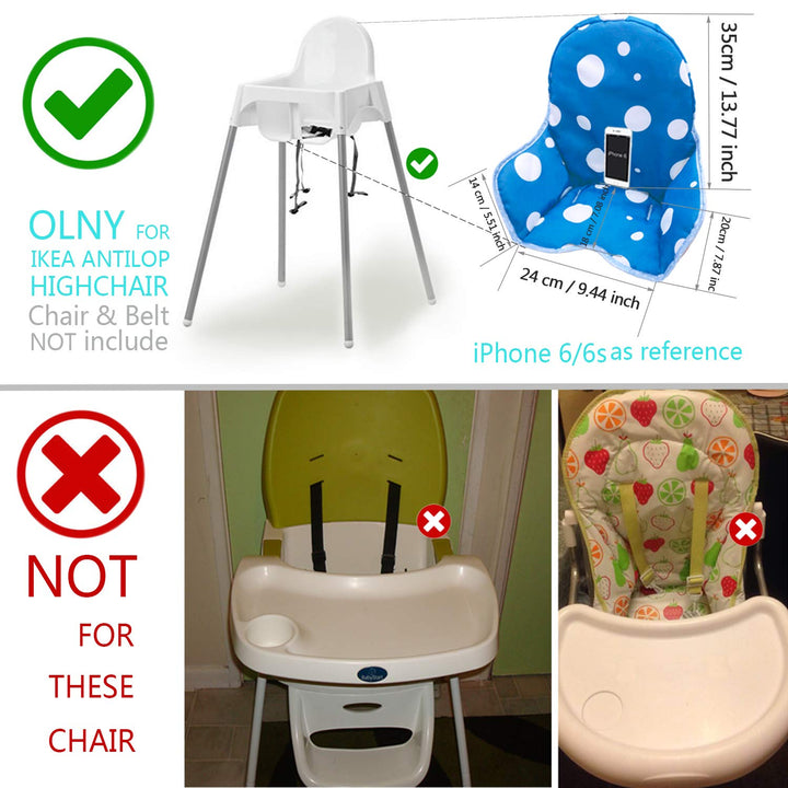 AT Seat Covers Cushion for IKEA Antilop Highchair, Washable Foldable Baby Highchair Cover IKEA Childs Chair Insert Mat Cushion(Ocean Blue)