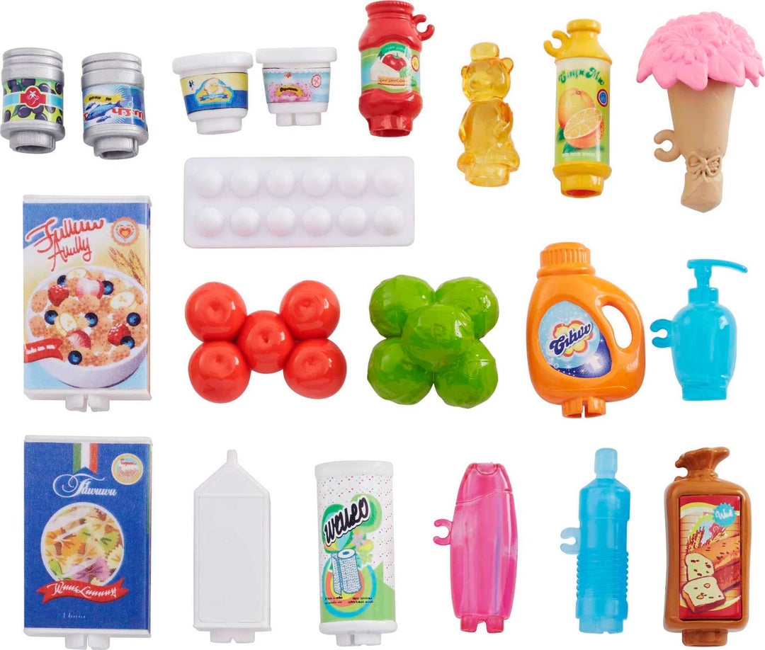 Doll &amp; Playset, Supermarket with 25 Grocery Store-Themed Accessories Including Food, Check-Out Counter &amp; Shelves