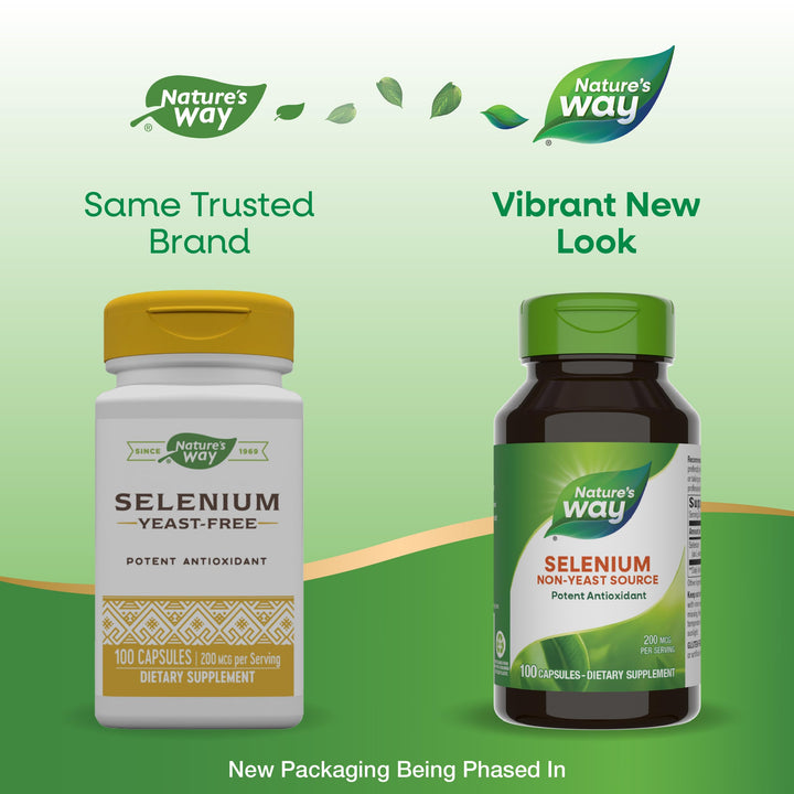 Nature's Way Selenium, Non-Yeast Source, Potent Antioxidant, 100 Capsules (Packaging May Vary)