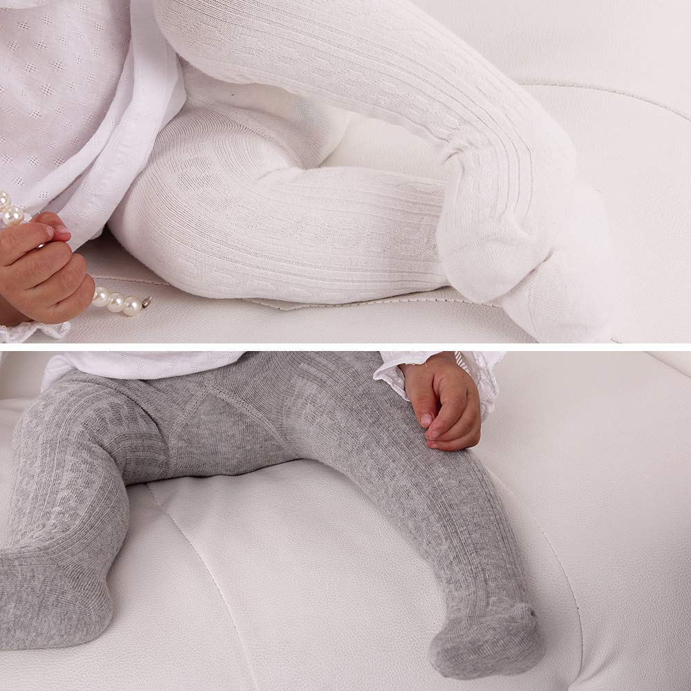 Infant Soft Tights Toddler Seamless Leggings Tights for Baby Girls Winter Knit Warm Newborn Pants Stockings White, Black, Light grey Small/0-6 Month