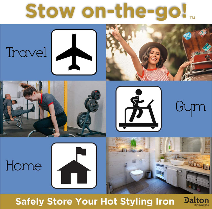 Case/Cover [Heat Resistant] for Curling Irons, Flat Irons or Straighteners, and Styling Irons, Silicone Coated Lining and Quilted Cotton Pouch for Travel, Gym, or Home [Tie Dye Red]