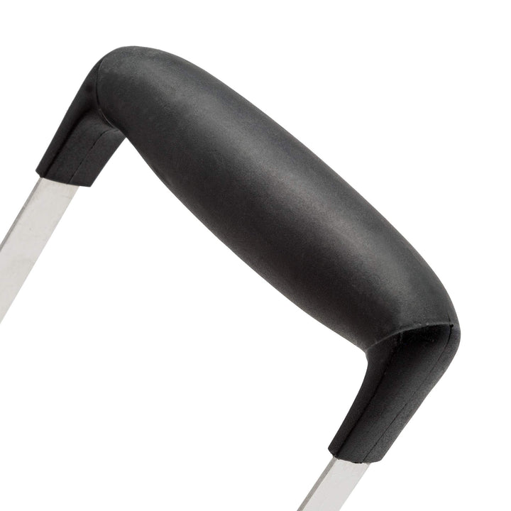 Heavy Duty Stainless Steel Masher, Broad and Ergonomic Horizontal, Fine Plate for Smooth Mashed Potatoes, Soft Grip and Non-Slip Handle, Black