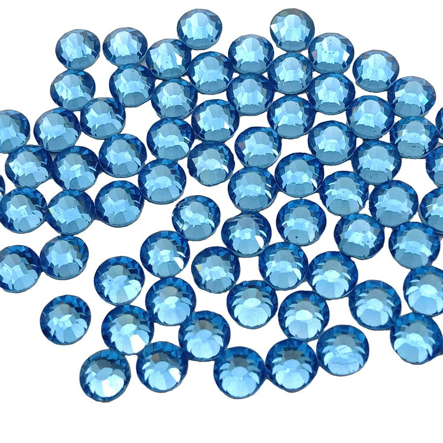 Glass Crystal Flatback Rhinestones for Nail Art and Craft, Round Stone Gems Sparkly Diamond (SS20 / 720pcs, Light Sapphire)