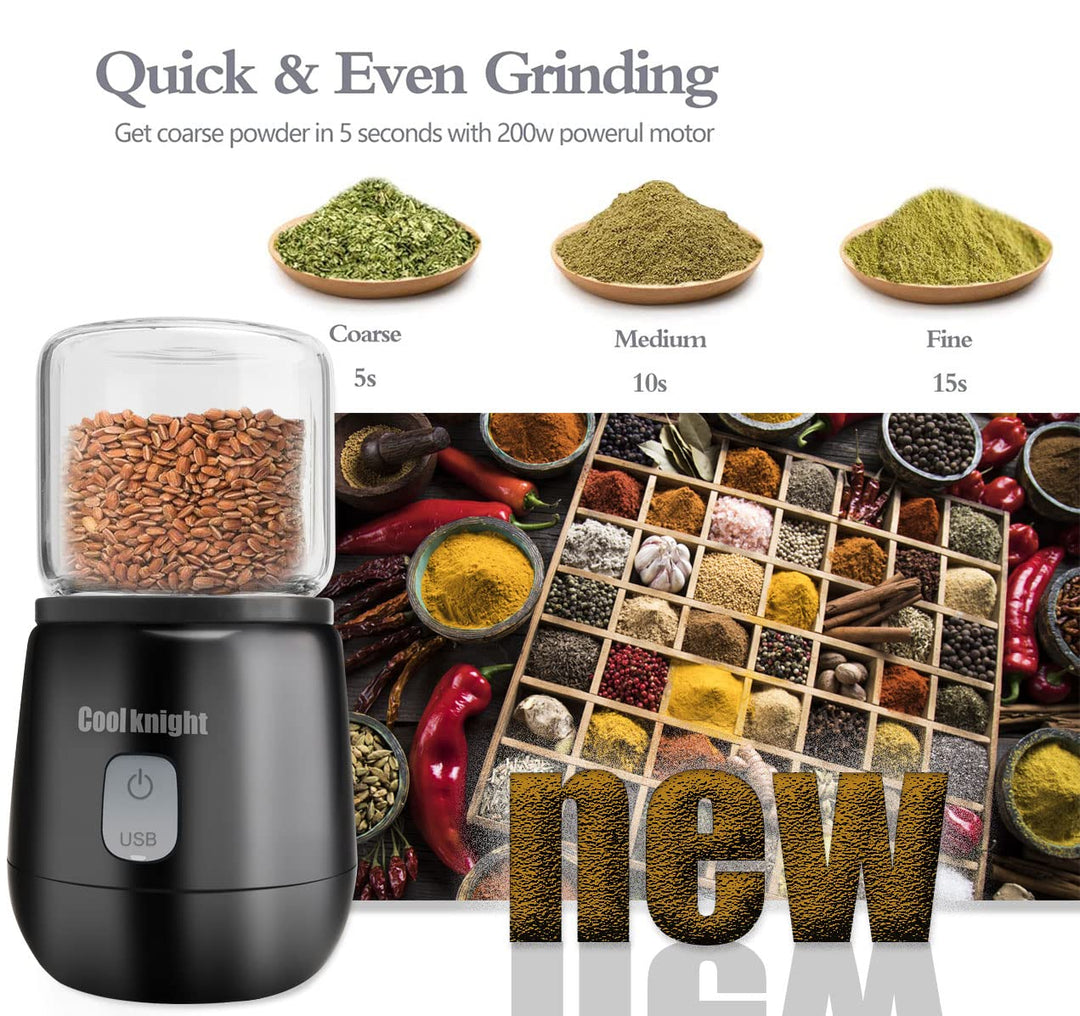 Electric Herb Grinder Electric Spice Grinder, USB Rechargeable 200W Cordless Electric Herb Grinder for Herbs, Spices, Seeds, etc.