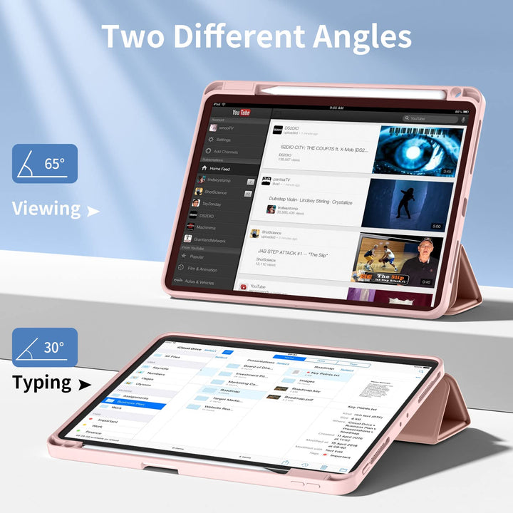 Compatible with iPad Pro 11 Inch Case 4th/3rd/2nd Generation with Pencil Holder, for iPad 11 Pro Case 2022/2021/2020, Slim Protective Cover with Soft TPU Back, Auto Wake/Sleep, Rose Pink