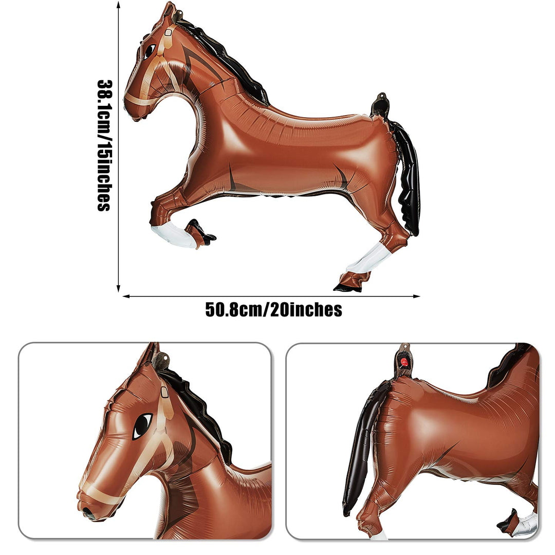 8 Pieces Mini Foil Horse Balloon Brown Horse Shaped Balloon Cowboy Foil Balloon Animal Themed Party Decorations for Birthday Baby Shower Horse Racing Day Party, 20 Inches