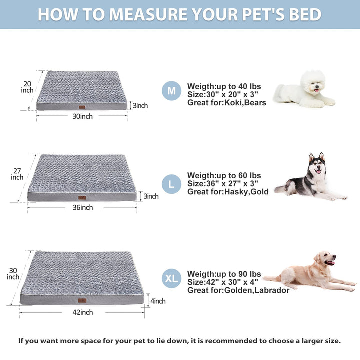 Orthopedic Dog Bed, Pet Bed for Large Dogs, Egg Crate Foam, Soft Rose Plush, Waterproof Removable Cover