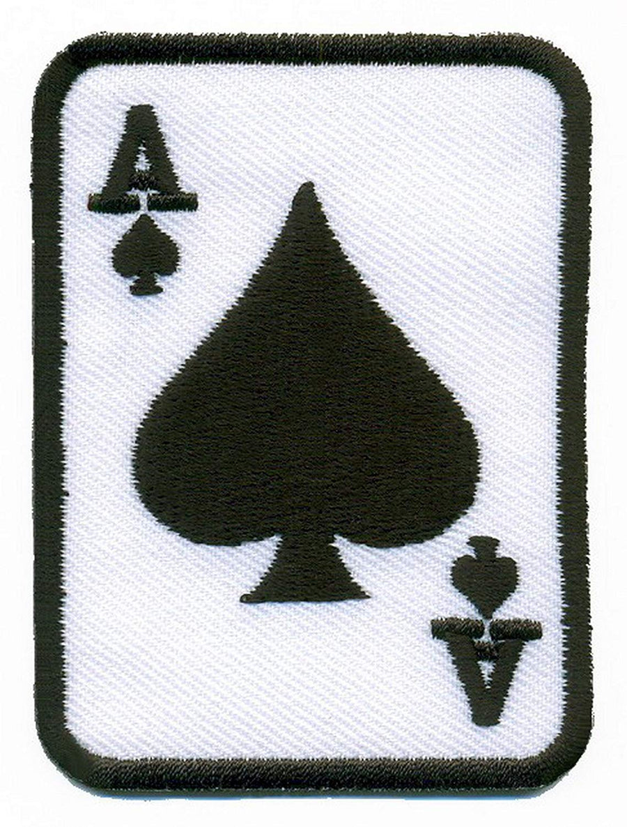 Ace of Spades black suit playing card poker retro casino biker rat pack applique iron-on patch new