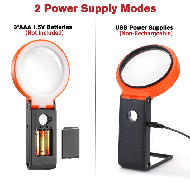 Dicfeos 30X 40X Magnifying Glass with Light and Stand, 
