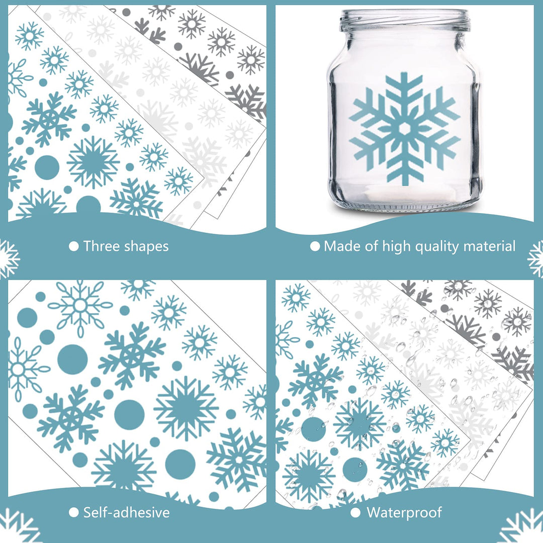 249 Pcs/ 6 Sheets Christmas Snowflakes Wall Decals Snowflake Wall Christmas Winter Silver and Blue Wall Decals Removable Home Decor for Christmas Party(Blue, Grey, White)